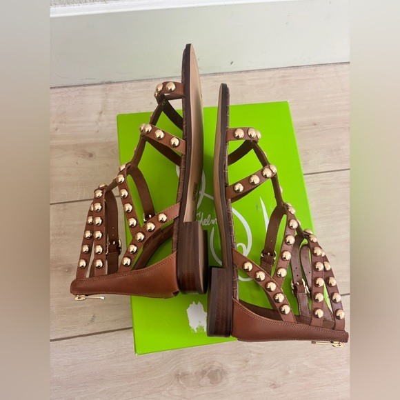 New in Box Sam Edelman Estella Sandal in Cognac Leather - Picture 7 of 9